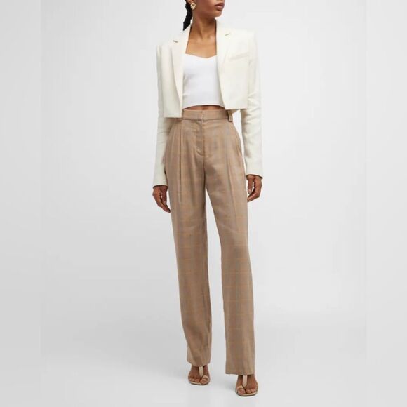 A.L.C. Fynn Plaid Straight-Leg Pants in Tawny Plaid 2 NWT - Picture 1 of 16